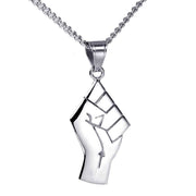 Mens Gold Fist Pendant Necklace in Titanium Steel with Gold Finish
