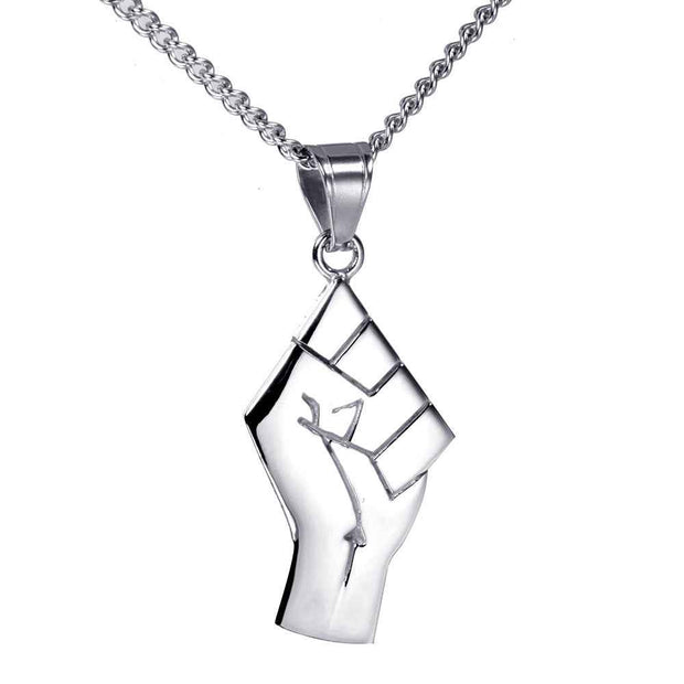 Mens Gold Fist Pendant Necklace in Titanium Steel with Gold Finish
